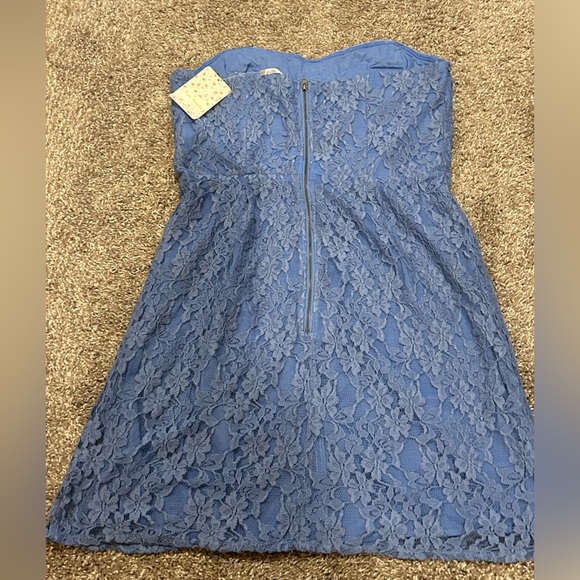 NWT Free People Size (12) Periwinkle Strapless Lace Dress - Picture 7 of 12